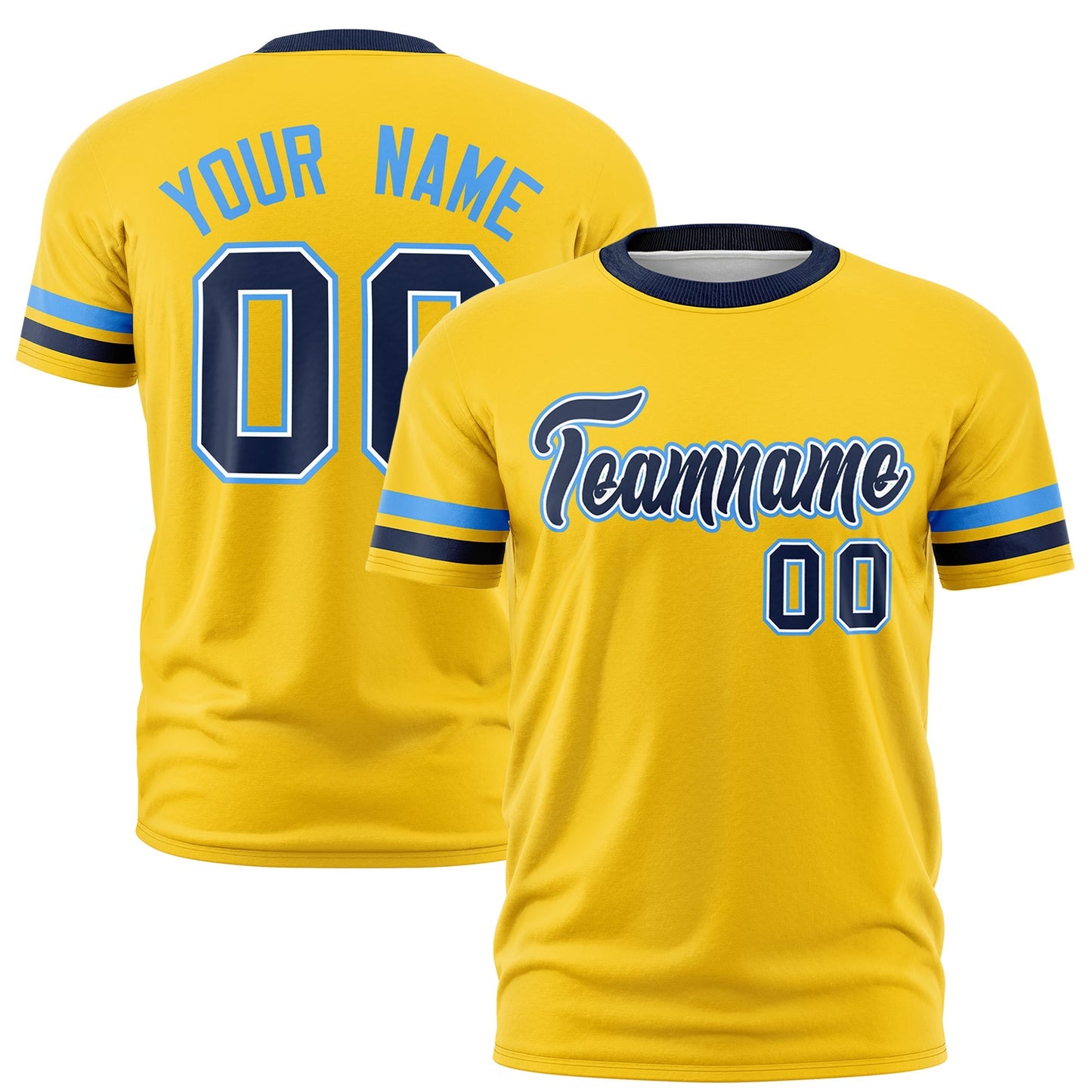 Custom Gold Navy T-shirt Classic Style Stripe Fashion Sports Shirt for Youth & Adults