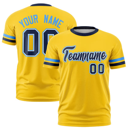 Custom Gold Navy T-shirt Classic Style Stripe Fashion Sports Shirt for Youth & Adults