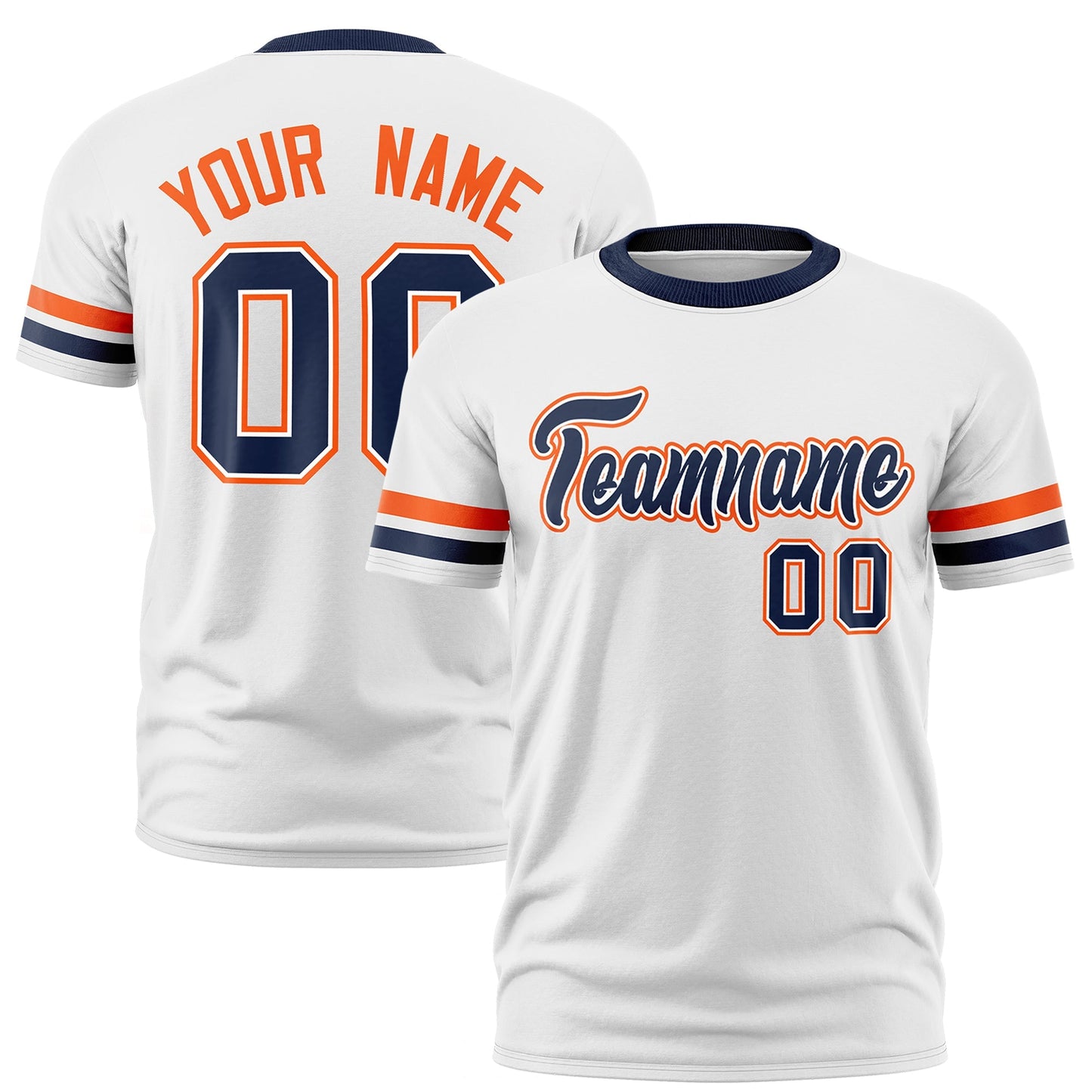 Custom White Navy T-shirt Classic Style Stripe Fashion Sports Shirt for Youth & Adults