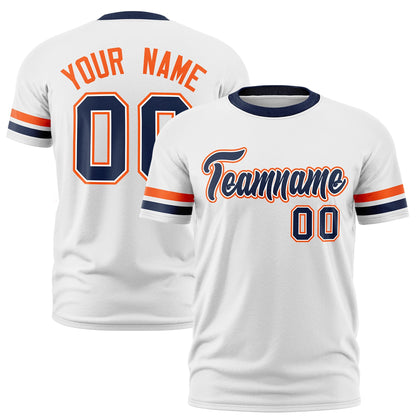 Custom White Navy T-shirt Classic Style Stripe Fashion Sports Shirt for Youth & Adults