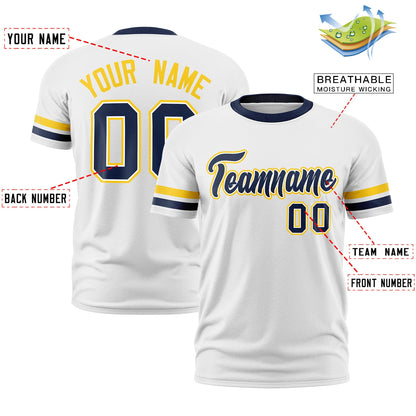 Custom White Navy T-shirt Classic Style Stripe Fashion Sports Shirt for Youth & Adults