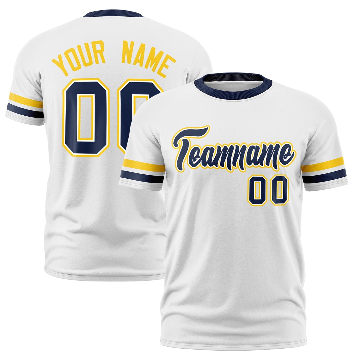 Custom White Navy T-shirt Classic Style Stripe Fashion Sports Shirt for Youth & Adults