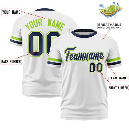Custom White Navy T-shirt Classic Style Stripe Fashion Sports Shirt for Youth & Adults