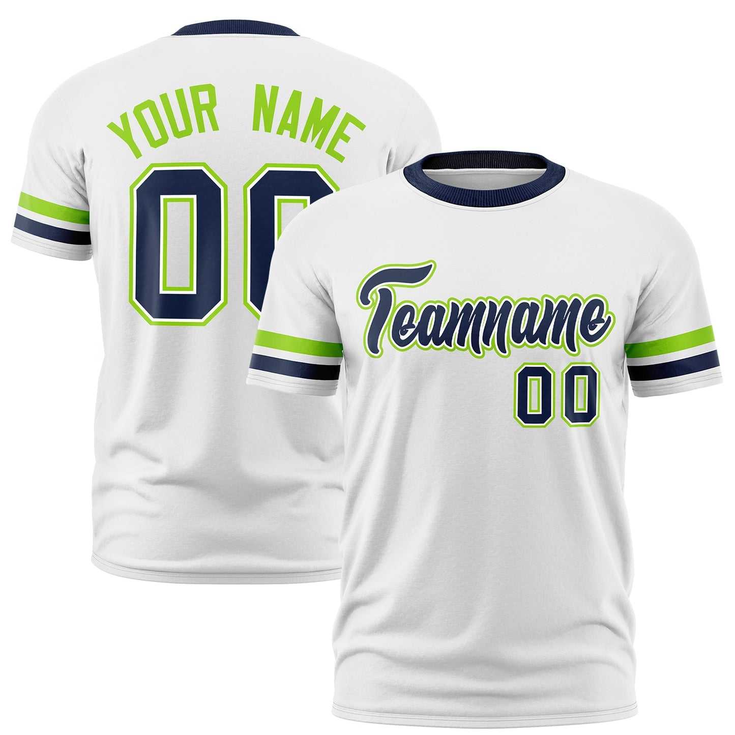 Custom White Navy T-shirt Classic Style Stripe Fashion Sports Shirt for Youth & Adults