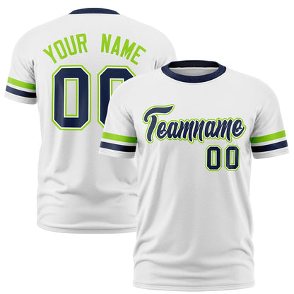 Custom White Navy T-shirt Classic Style Stripe Fashion Sports Shirt for Youth & Adults