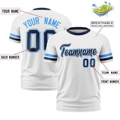 Custom White Navy T-shirt Classic Style Stripe Fashion Sports Shirt for Youth & Adults