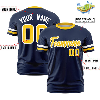 Custom Navy Gold T-shirt Classic Style Stripe Fashion Sports Shirt for Youth & Adults