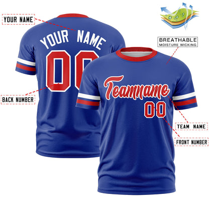 Custom Royal Blue Red T-shirt Classic Style Stripe Fashion Sports Shirt for Youth & Adults