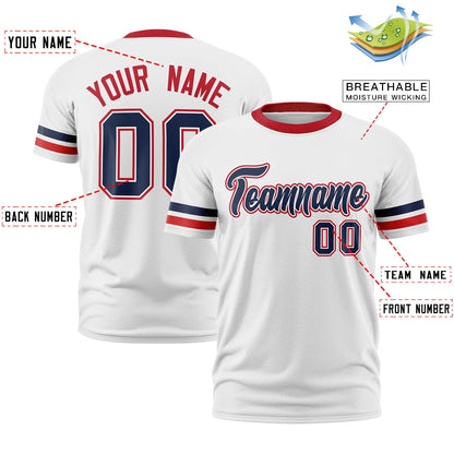 Custom White Red T-shirt Classic Style Stripe Fashion Sports Shirt for Youth & Adults
