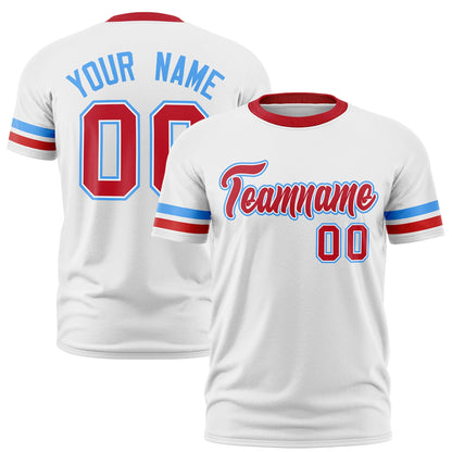 Custom White Red T-shirt Classic Style Stripe Fashion Sports Shirt for Youth & Adults
