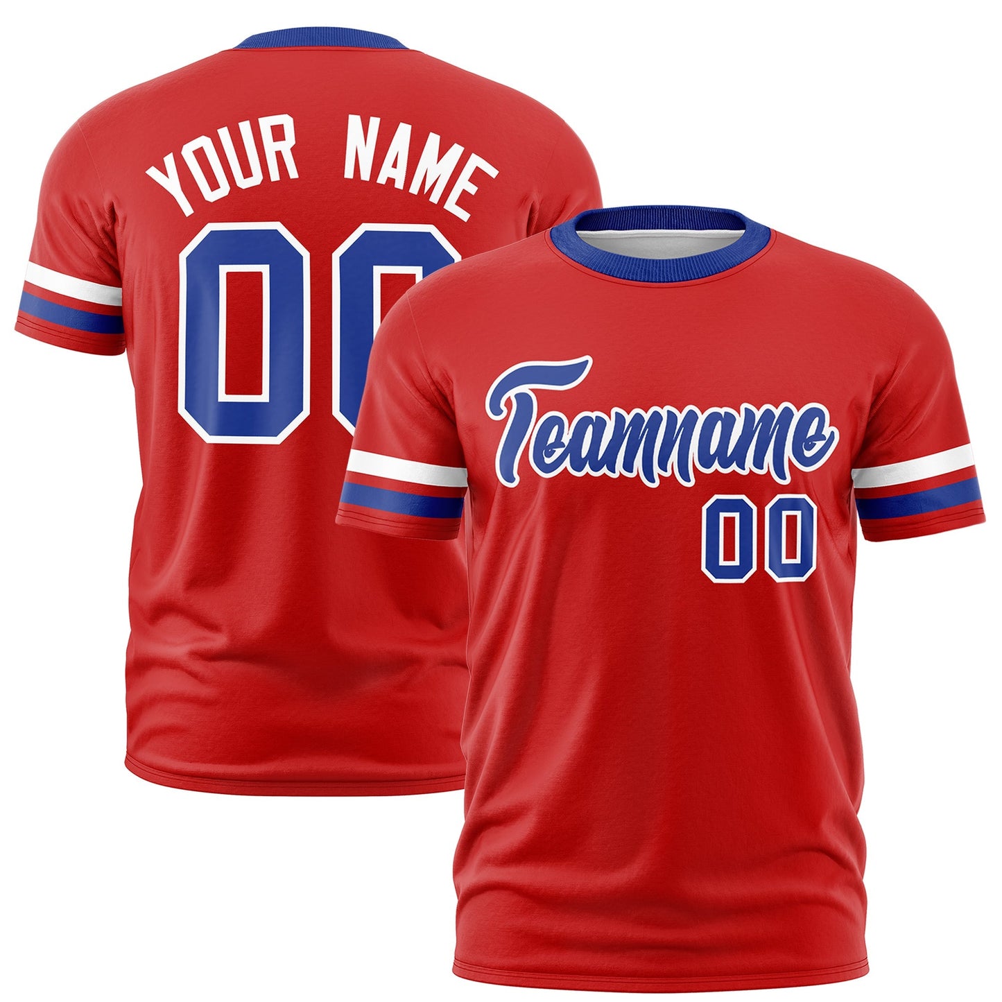 Custom Red Royal Blue T-shirt Classic Style Stripe Fashion Sports Shirt for Youth & Adults