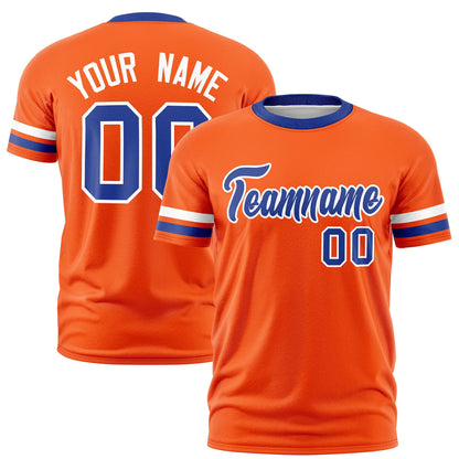 Custom Orange Royal Blue T-shirt Classic Style Stripe Fashion Sports Shirt for Youth & Adults