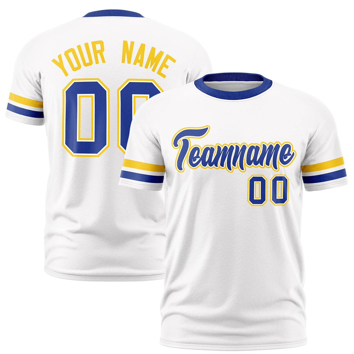 Custom White Royal Blue T-shirt Classic Style Stripe Fashion Sports Shirt for Youth & Adults