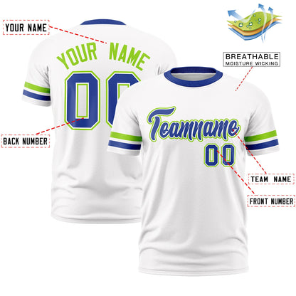 Custom White Royal Blue T-shirt Classic Style Stripe Fashion Sports Shirt for Youth & Adults