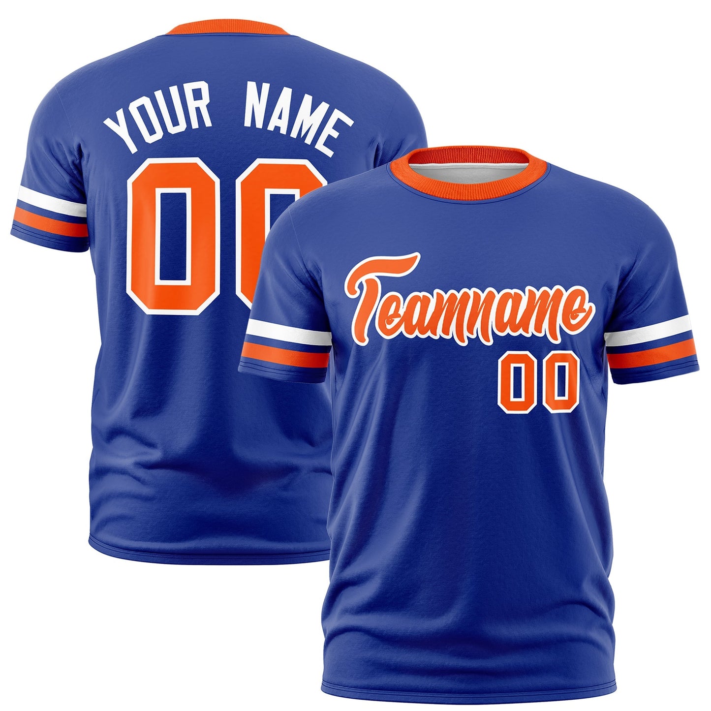 Custom Royal Blue Orange T-shirt Classic Style Stripe Fashion Sports Shirt for Youth & Adults