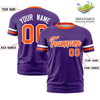 Custom Purple Orange T-shirt Classic Style Stripe Fashion Sports Shirt for Youth & Adults