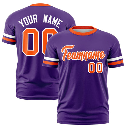 Custom Purple Orange T-shirt Classic Style Stripe Fashion Sports Shirt for Youth & Adults
