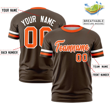 Custom Brown Orange T-shirt Classic Style Stripe Fashion Sports Shirt for Youth & Adults
