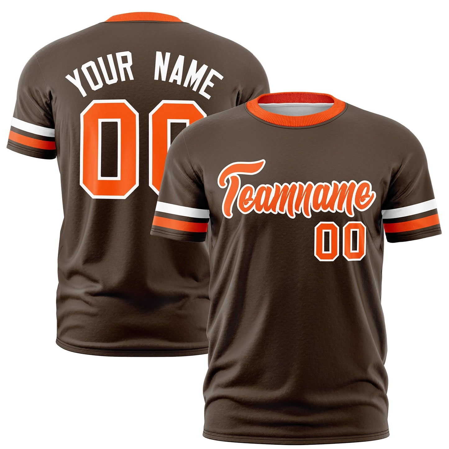 Custom Brown Orange T-shirt Classic Style Stripe Fashion Sports Shirt for Youth & Adults