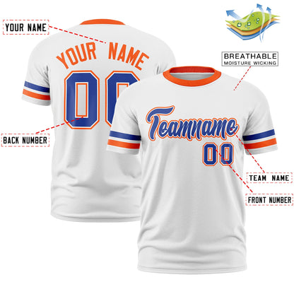 Custom White Orange T-shirt Classic Style Stripe Fashion Sports Shirt for Youth & Adults