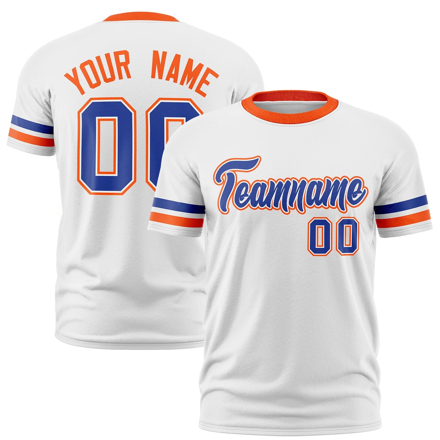 Custom White Orange T-shirt Classic Style Stripe Fashion Sports Shirt for Youth & Adults