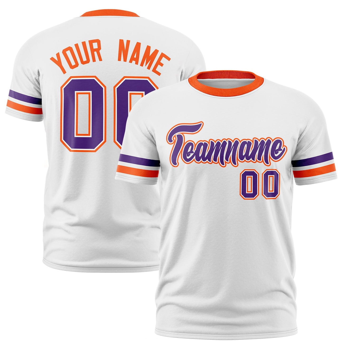 Custom White Orange T-shirt Classic Style Stripe Fashion Sports Shirt for Youth & Adults
