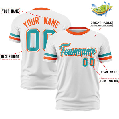 Custom White Orange T-shirt Classic Style Stripe Fashion Sports Shirt for Youth & Adults