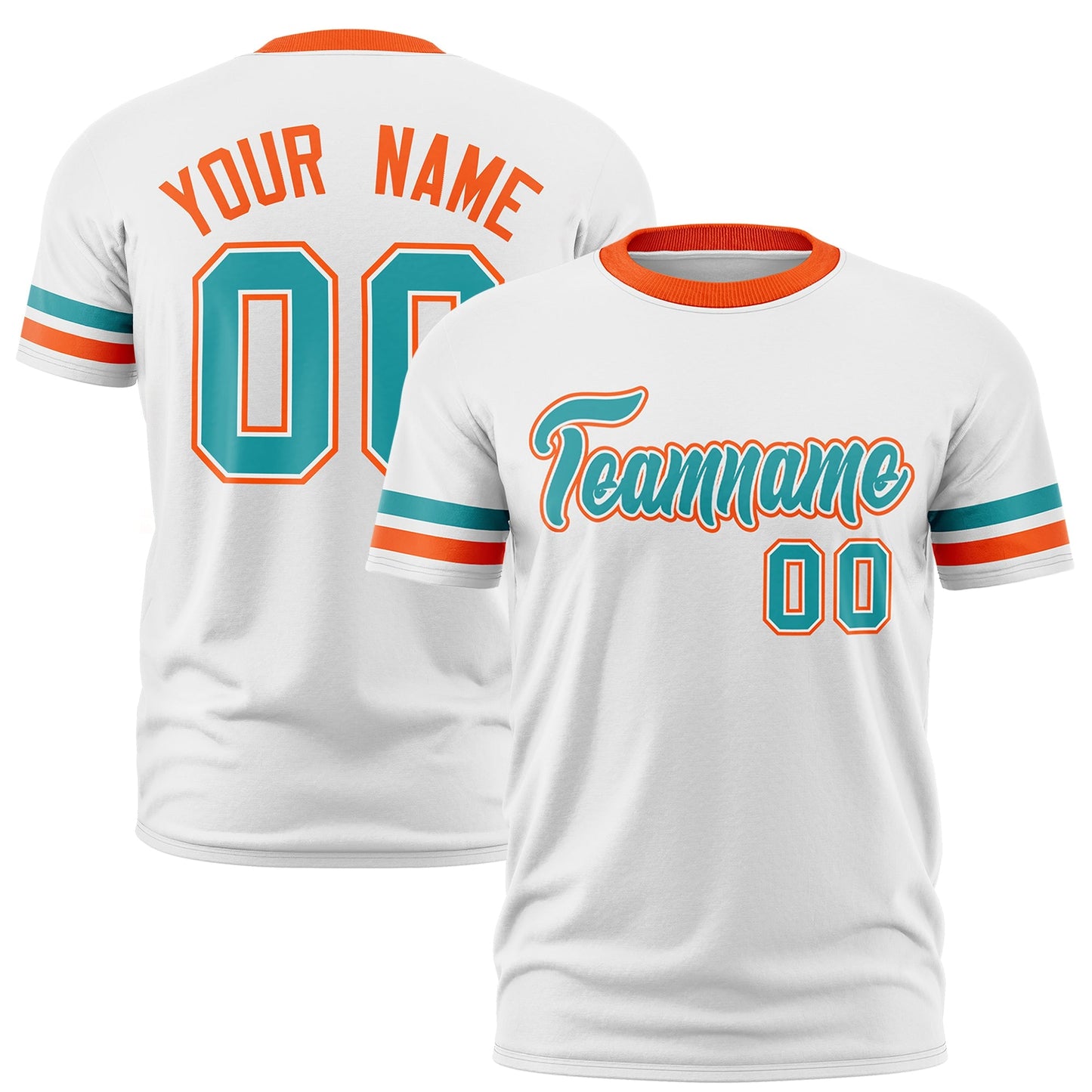 Custom White Orange T-shirt Classic Style Stripe Fashion Sports Shirt for Youth & Adults