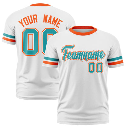 Custom White Orange T-shirt Classic Style Stripe Fashion Sports Shirt for Youth & Adults