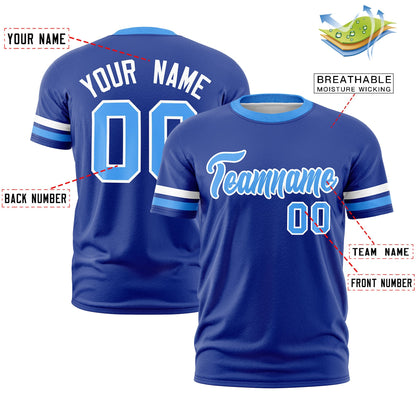 Custom Royal Blue Powder Blue T-shirt Classic Style Stripe Fashion Sports Shirt for Youth & Adults