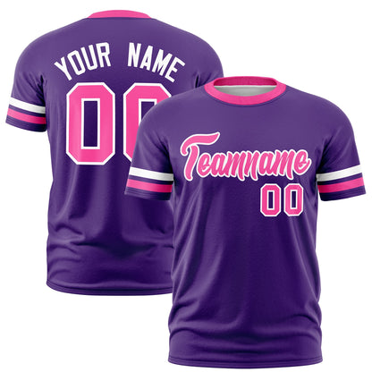 Custom Purple Pink T-shirt Classic Style Stripe Fashion Sports Shirt for Youth & Adults