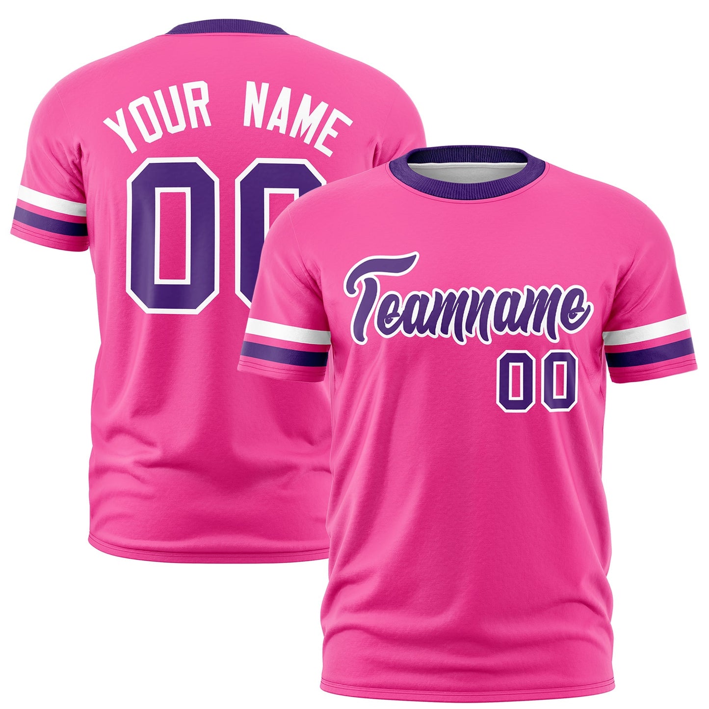 Custom Pink Purple T-shirt Classic Style Stripe Fashion Sports Shirt for Youth & Adults