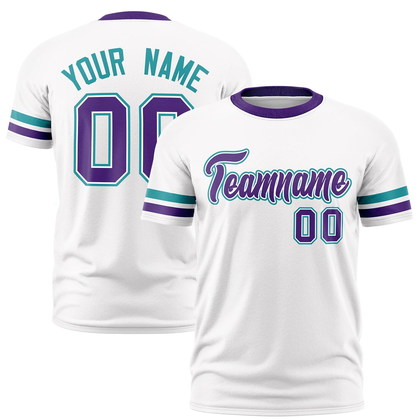 Custom White Purple T-shirt Classic Style Stripe Fashion Sports Shirt for Youth & Adults