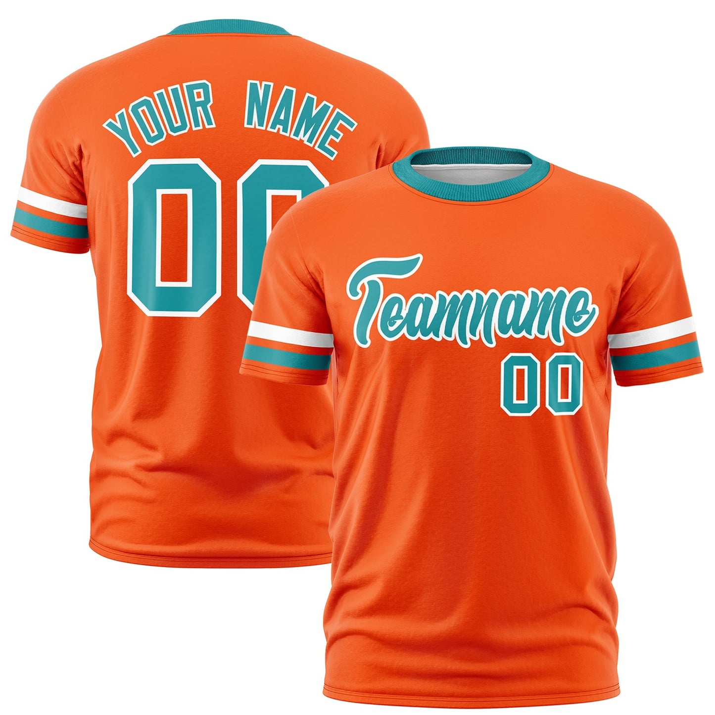 Custom Orange Aqua T-shirt Classic Style Stripe Fashion Sports Shirt for Youth & Adults