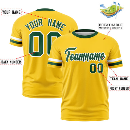 Custom Gold Green T-shirt Classic Style Stripe Fashion Sports Shirt for Youth & Adults