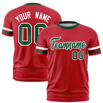 Custom Red Green T-shirt Classic Style Stripe Fashion Sports Shirt for Youth & Adults