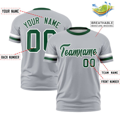 Custom Gray Green T-shirt Classic Style Stripe Fashion Sports Shirt for Youth & Adults
