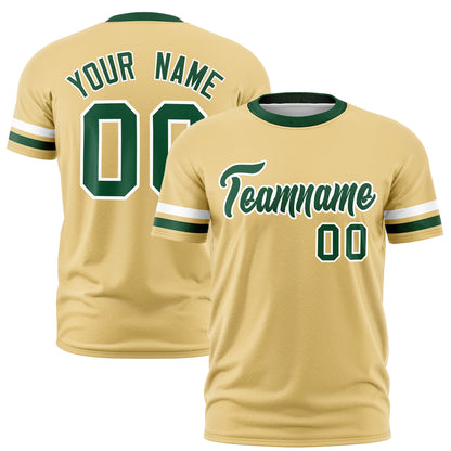 Custom Khaki Green T-shirt Classic Style Stripe Fashion Sports Shirt for Youth & Adults