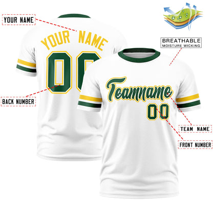 Custom White Green T-shirt Classic Style Stripe Fashion Sports Shirt for Youth & Adults