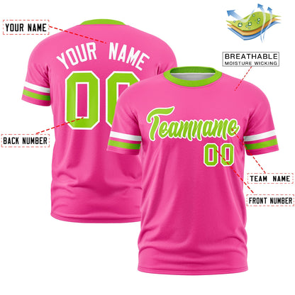 Custom Pink Neon Green T-shirt Classic Style Stripe Fashion Sports Shirt for Youth & Adults