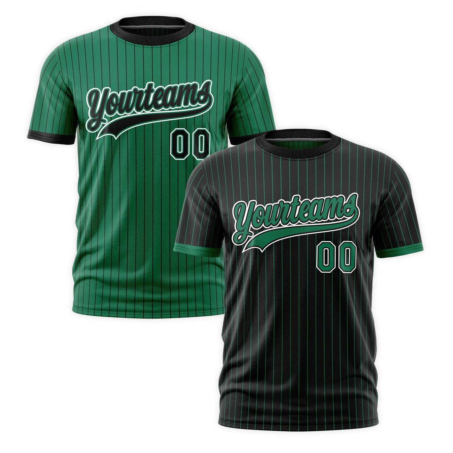 Custom T-shirt Kelly Green Black White Reversible Stripe Fashion