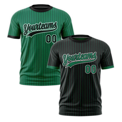 Custom T-shirt Kelly Green Black White Reversible Stripe Fashion