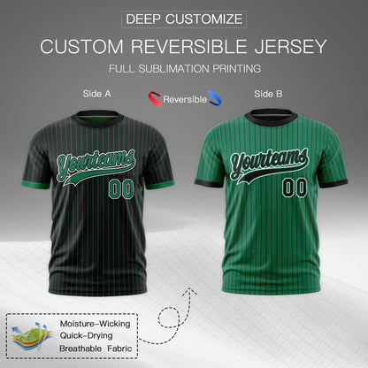 Custom T-shirt Kelly Green Black White Reversible Stripe Fashion