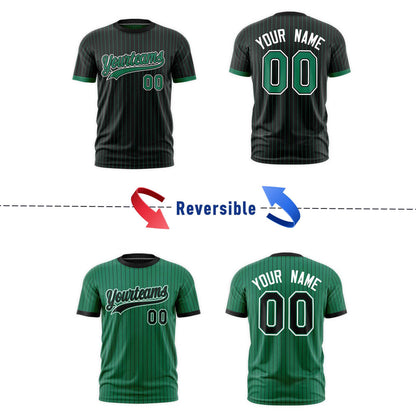 Custom T-shirt Kelly Green Black White Reversible Stripe Fashion