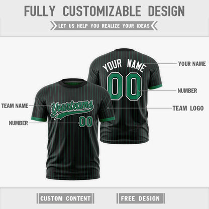 Custom T-shirt Kelly Green Black White Reversible Stripe Fashion
