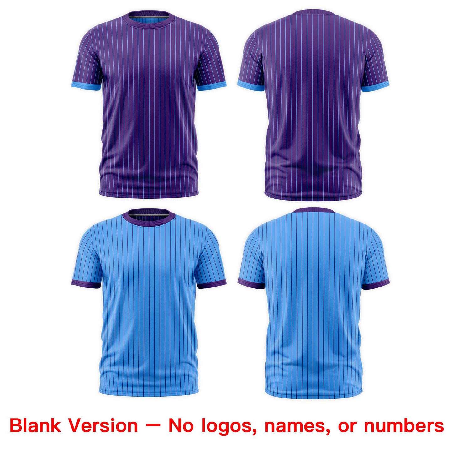 Custom T-shirt Powder Blue Purple White Reversible Stripe Fashion