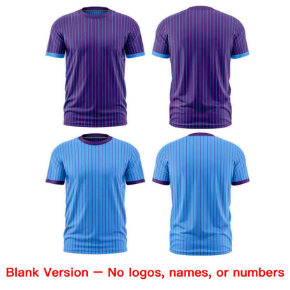 Custom T-shirt Powder Blue Purple White Reversible Stripe Fashion