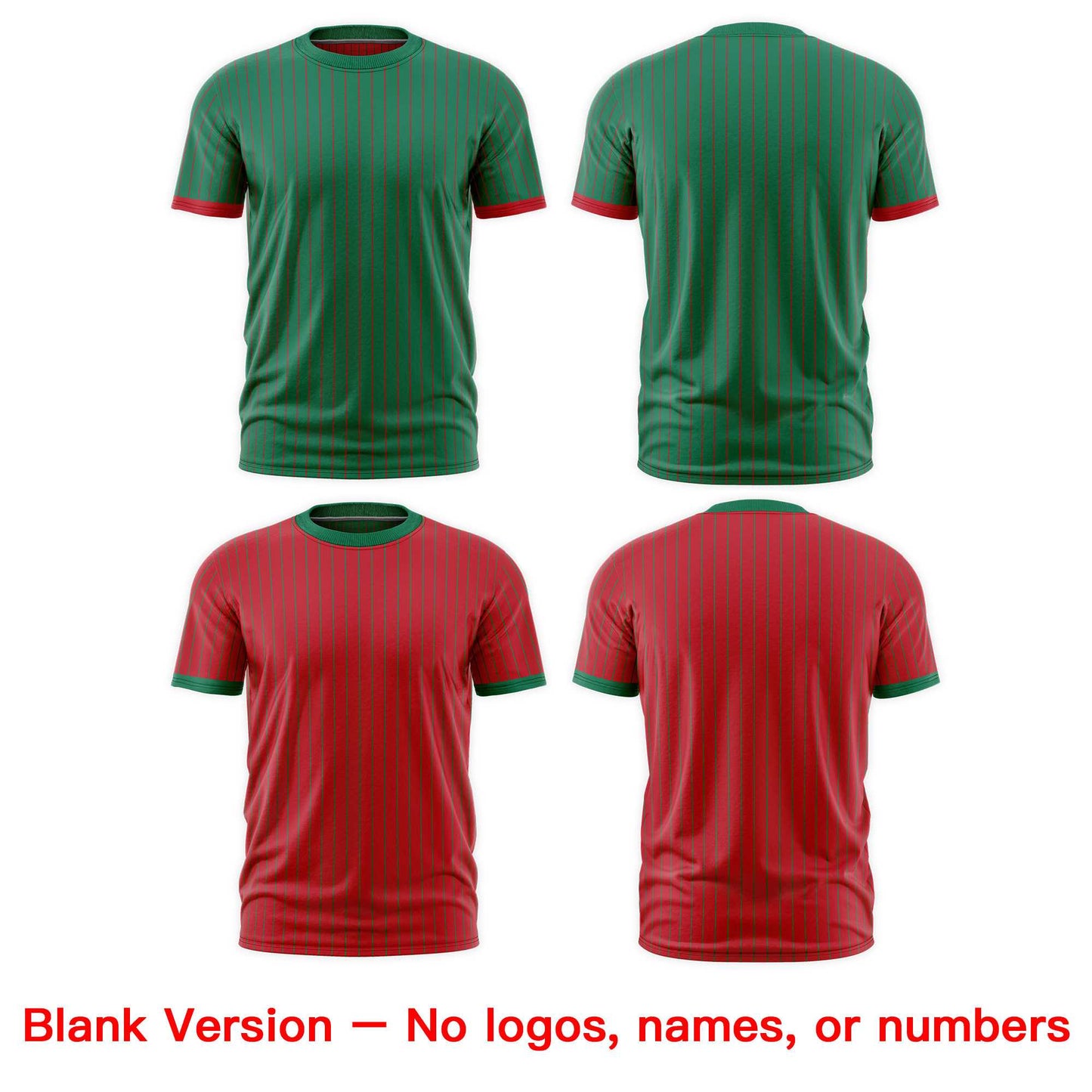 Custom T-shirt Red Kelly Green White Reversible Stripe Fashion