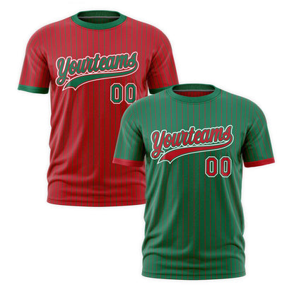 Custom T-shirt Red Kelly Green White Reversible Stripe Fashion