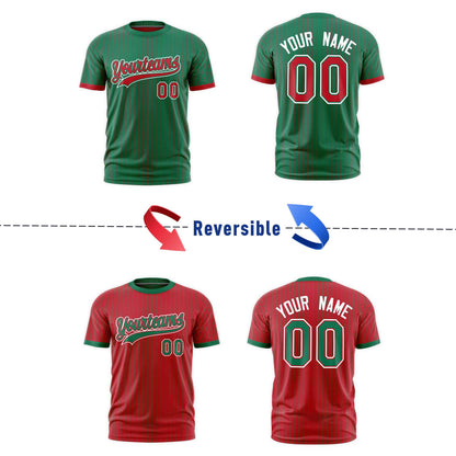 Custom T-shirt Red Kelly Green White Reversible Stripe Fashion